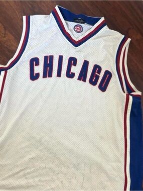 Stitches brand Chicago Sleeveless Jersey - White with Blue & Red Trim